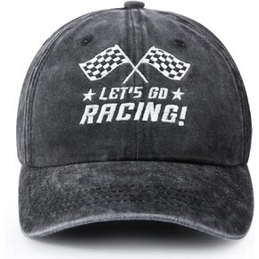 LAMCEPLU Race Hats for Men Women, Race Day Hat, Racing Cap, Gift for Race Car Fans, Adjustable Flag Embroidered Baseball Hat