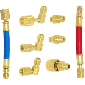 Joywayus 8pcs Universal R134A R12 A/C Car Air Condition Refrigeration Connector Adapter Hoses AC CT-138 Set Kit