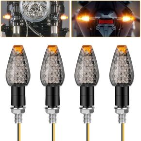 4PCS LED Motorcycle Turn Signals, 12V Motorcycle Indicator Lights, Motorbike LED Blinker Amber Lights, LED Turn Signal Lights Motorcycle Blinkers, Mini Stalk Arrow Front Rear Lights