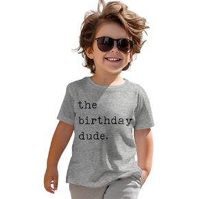 MODNTOGA Birthday Boy Shirt Toddler Boys Birthday Dude Letter Print T-Shirt Baby Birthday Party Outfit Birthday Gift Tee Tops