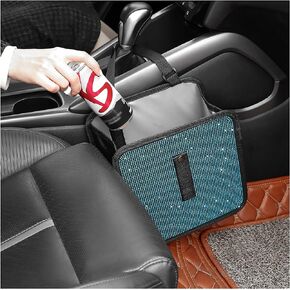 Foldable Car Trash Cans with Rhinestone,Bling Car Trash Bin for Car Seat Organizer & Car Decorations,Universal Bling Car Accessories Car Garbage Can for Most Cars,SUVs,Trucks (Colorful)