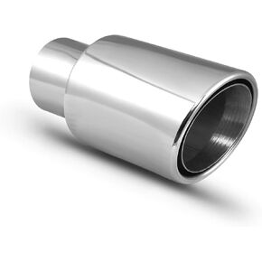 Black Exhaust tip - 2.25" ID x 3.5"OD x 6.25"L -Double Wall Weld On Muffler Tail Pipe Stainless Steel Black Coated