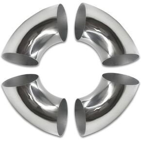 OD 4 inch 90 degree exhaust elbow Pipe (Mandrel Bend Elbow) SS304 Stainless Steel Bend Suitable for Car Modified Exhaust Elbow Pipe, Stair Handrail, etc (4 pcs)