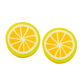 Hypoallergenic Neon Lemon Fruit Stud Earrings on Plastic Posts