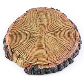 AQUA KT Aquatic Turtle Tree Trunk Round Freestanding Floating Dock Island Climbing Basking Platform Large Non Slip with Suction Cup, for Pond and Amphibian Reptile Terrarium Habitat