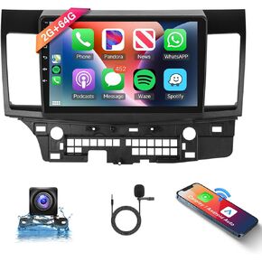 Android Car Stereo for Mitsubishi Lancer EX 2010-2017,Wireless Carplay Android Auto Car Radio,2G+64G 10.1'' Touch Screen Head Unit with GPS Navigation WiFi Bluetooth Mirror Link FM RDS Backup Camera