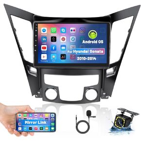 Roinvou 8 Cores 4+64G Android Radio Upgrade for Hyundai Sonata 2010-2014, 9'' HD Touchscreen with Wireless CarPlay Android Auto GPS Navigation WiFi Backup Camera Mirror Link Bluetooth Mic RDS
