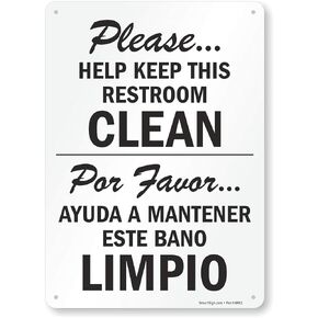 SmartSign "Please Help Keep This Restroom Clean" Bilingual Sign | 10" x 14" Plastic