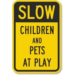 SmartSign "Slow - Children And Pets At Play" Sign | 12" x 18" 3M High Intensity Grade Reflective Aluminum