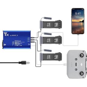 MaximalPower 5-in-1 Battery Charger Compatible for DJI Mavic 3 Cine Classic Pro Enterprise Drone - Rapid Multi Parallel Fast Charging Hub Accessories