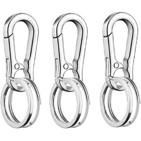 TANDRIVE سلسلة مفاتيح حلقة مفاتيح سلسلة مفاتيح حامل مشبك منظم مفاتيح السيارة للرجال والنساء، 3 عبوات، فضي in Kuwait