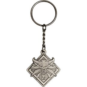 JINX The Witcher 3 White Wolf Medallion Metal Key Chain, Metallic, 1.75" Tall