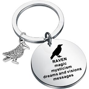LQRI Raven Keychain Raven Gifts Black Bird Lover Gift Raven Themed Inspirational Gifts for Friends Animal Lover Gift