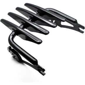 MZS Motorcycle Stealth Mounting Luggage Rack, Detachable Two-Up Adjustable Touring Trunk Rack Accessories Black Compatible with Electra Glide | Road Glide | Road King | Street Glide | Ultra Limited