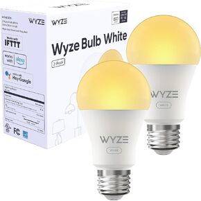 Bulb White, 800LM Tunable-White Wi-Fi Smart Light Bulb, Work with Alexa and Google Assistant, 2.4GHz, No Hub Required, A19 Dimmable, 2700K - 6500K, 90+CRI, Timer & Group, 2-Pack