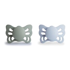 FRIGG Butterfly Anatomical SilkySoft Silicone Baby Pacifier | Made in Denmark | BPA-Free (Cedar/Baby Pink, 0-6 Months)