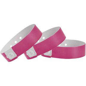 100 WristCo Extended Wear Premium Cranberry Red Vinyl Secure Snap Wristbands - 5/8" x 10" - Adjustable Size Event Bracelets, Waterproof, Durable, Wrist Bands for Waterparks Concerts Festival