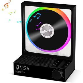 مشغل أقراص مضغوطة محمول بلوتوث 5.3 مشغل أقراص مضغوطة لسطح المكتب مع مكبرات صوت هاي فاي، ضوء RGB يدعم بطاقة TF، النسخ، مؤقت، مشغل أقراص مضغوطة بشاشة LED للمنزل/الهدايا in Kuwait