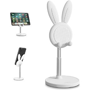 Cell Phone Stand,Angle Height Adjustable Cell Phone Stand for Desk,Cute Rabbit Phone Holder Stand for Desk, Compatible with All Mobile Phones, Tablets(4-10in) (Green)