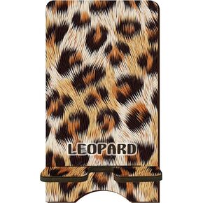 Chic Wooden Phone Holder - Leopard Print - Smart Phones, Tablets, Desktop, E-Book Wooden Stand, Desk Organizer for Home & Office - 12