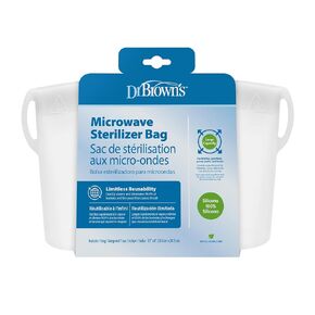 Dr. Brown’s 100% Silicone Microwave Steam Sterilizer Bag for Baby Bottles, Breast Pump Parts & Other Toddler Accessories, Reusable Sterilizing Bag