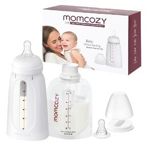 Momcozy Disposable Baby Bottle Kit, Wash-Free, Leakproof and Transfer-Free Breastmilk Storage Bags for Freezing, Heating and Direct Feeding, New Mom Gift, 6 Ounce