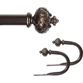 1" Curtain Rod with Albert Finials - 28" to 48", Bronze Gold