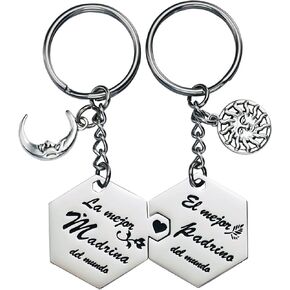 LParkin Keychain 2 piezas llaveros madrina llavero padrino, regalo padrinos bautizo, Llavero personalizado, comunion Sorpresa, Regalos de Pascua