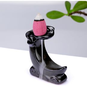 Mini Ceramic Incense Cone Holder, Waterfall Backflow Incense Burner, Incense Cone Burner Aromatherapy Ornament Home Decor for Yoga Meditation Office (Cup)