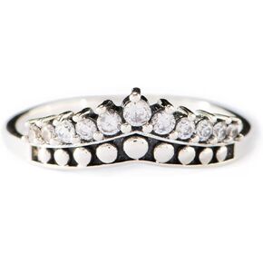 STORYJEWELLERY Rings for Women, Silver Princess Crown Tiara Rings for Girls, Birthday Christmas Valentines Jewelry Gifts Rings for Women
