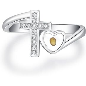 Suiknsn Mustard Seed Ring for Women Girls 925 Sterling Silver Faith Cross Ring Christian Religious Ring Mustard Seed Jewelry Graduation Birthday Gifts for Girlfriend Student Teacher
