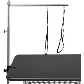 confote Stainless Steel Adjustable Overhead Pet Grooming Arm with Clamps and Loop Nooses