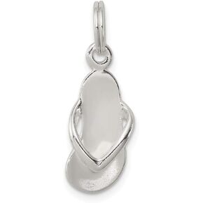 Jewelryweb - 925 Sterling Silver Flip Flop Charm Pendant - 19x8mm - Summer Sandal Pendant - sterling silver flip flop