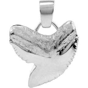 Silvershake White Gold Plated 925 Sterling Silver Tiger Shark Tooth Sealife Casual Pendant Jewelry for Women or Teens