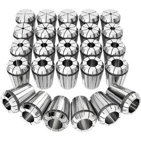 26pcs ER32 Spring Collet Set for CNC Engraving Machine and Milling Lathe Tool 1/32",1/16",1/8",5/32",3/16",1/4",5/16",11/32",3/8",13/32",7/16",15/32",1/2", 9/16",19/32", 5/8",11/16", 3/4",13/16"