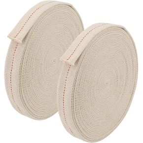 2 Rolls 1 Inch x 33 Feet Cotton Flat Oil Wicks, 2.5cm x 10m Oil Lamp Wick with Red Stitch, Replacement Oil Lanterns Wick for Oil Kerosene Lighting and Burners