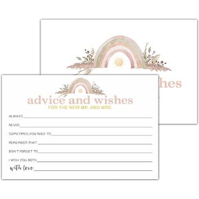 Rainbow Floral Advice And Wishes Cards, Blank Well Wishes for Wedding, Bridal, Mr and Mrs, Retirement, Baby Shower Graduation Party,Rehearsal Dinner, Words of Wisdom, Decorations,25 Cards (1-JYK 002)