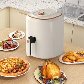 Yangming Air Fryer, 8 Quart, 10 Touch Screen Presets that Crisps, Roasts, Reheats, & Dehydrates, for Quick, Easy Meals, Nonstick and Dishwasher Safe Basket (White)