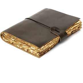 NomadCraftsCo. Vintage Leather Refillable Journal - 200 Pages of Antique Handmade Deckle Edge Vintage Paper - Book of Shadows Journal, Writing Journal, Sketchbook