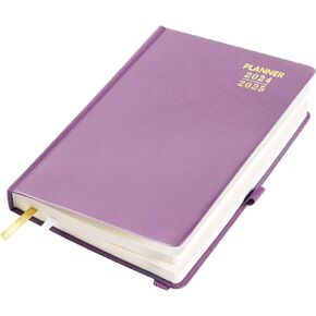 2024 Planner One Page A Day - Academic Year Calendar (July 2024 - June 2025) for Time Management with Note & Contact Pages Hourly Appointment Book, Hardcover, Leather Cover - 5.5" x 8.5" - Black