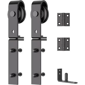 SKYSEN Bifold Barn Door Hardware Roller Set - Fit for 2 Bifold barn Door, Space Saving Folding Design, Corrosion-Resistant Black Spraying（Bifold-Roller）