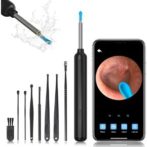 Ear Wax Removal Tool Camera with 8 Pcs Ear Set, Ear Cleaner with Camera and Light, Earwax Removal Kit with 1080P HD Otoscope Camera, Ear Cleaner with 6 Ear Spoon for iOS & Android