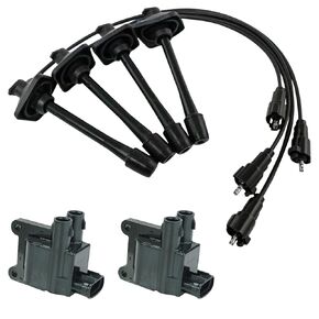 TRQ Ignition Coils Spark Plug Wires Kit Compatible with 2001 Hyundai XG300 2002 XG350
