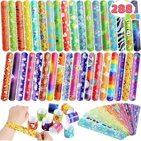 JOYIN 288 Pcs Slap Bracelets Party Favors - 36 Designs with Cute and Colorful Themes - Perfect for kids Easter Party Favors, Valentine Classroom Prizes Exchanging Gifts