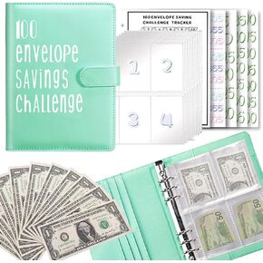 100 Envelopes Money Saving Challenge, A5 Envelope Challenge Saving Binder,Money Saving Binder,Budget Book with Cash Envelopes for Saving $5050, Money Savings Challenges Binder and Budget Binder in Kuwait