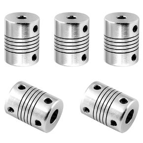 Eilumduo 5Pcs 5mm to 5mm Flexible Shaft Coupling, 30mm Length 25mm Diameter Motor Shaft Coupler for DIY Encoder