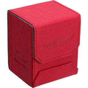 Leather Deck Box - Red for Collectible Cards-MTG,Yugioh,Pokeman,TES Legacy,Munchkins CCG Decks and Also Small Tokens or Dice- Hold 80 Sleeved Cards or 150 Naked Cards …