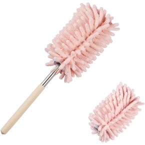 Green Retractable Microfiber Duster for Cleaning Extendable Washable Hand Duster Feather Duster Cleaning Tool for Cleaning Office, Car, Window, Computer, Air Condition