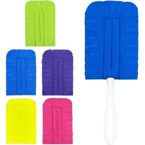 Reusable Duster Refills Including 1 Long Handle and 5 Refills, Washable Duster Reusable Dusters for Cleaning Ceiling Fan Hardwoods, Dirt and Hair.