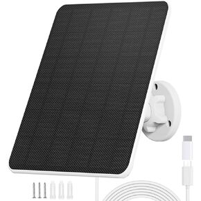 Solar Panel for Security Camera,6W Solar Panel Micro USB&USB-C,Camera Solar Panel for Outdoor Rechargeable Battery Camera,Doorbell,Light,Solar Panels with IP65 9.8ft Cable,Adjustable Bracket(1 Pack)